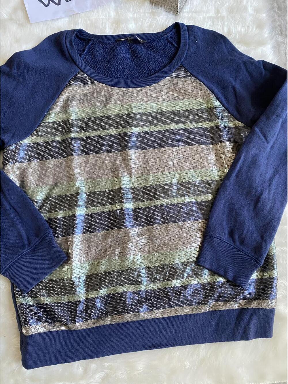 Victoria's Secret Sequin Striped Long Sleeve Sweatshirt Large